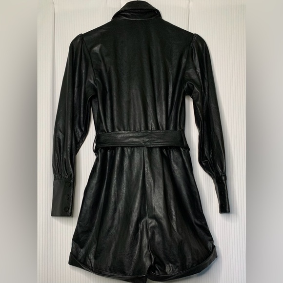Avec Les Filles - Romper Black Faux Leather With Belt - Small - Picture 2 of 12